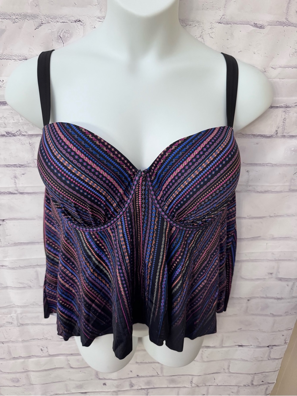 Swimsuits For All Plus Sz 26 Flyaway Underwire Tankini Top In Friendship New